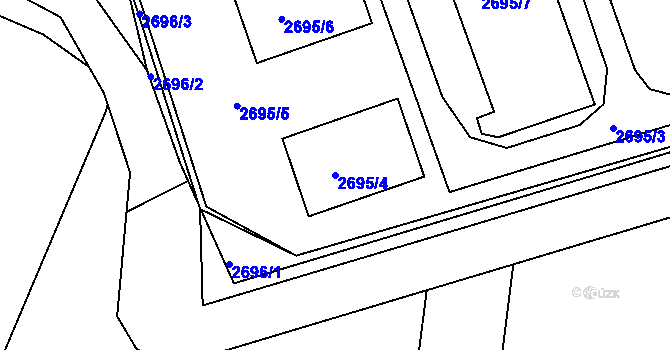 Parcela st. 2695/4 v KÚ Kuřim, Katastrální mapa