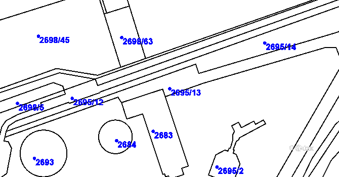 Parcela st. 2695/13 v KÚ Kuřim, Katastrální mapa