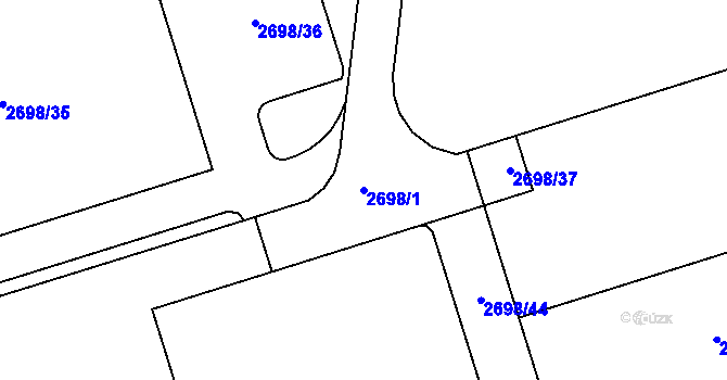 Parcela st. 2698/1 v KÚ Kuřim, Katastrální mapa