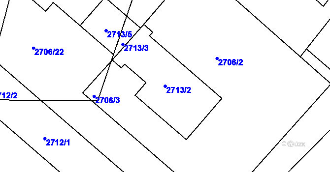 Parcela st. 2713/2 v KÚ Kuřim, Katastrální mapa