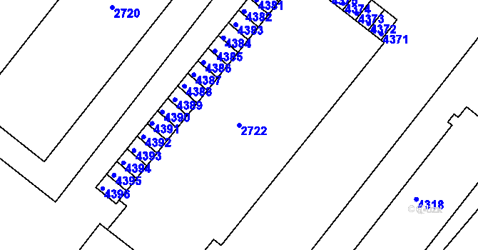 Parcela st. 2722 v KÚ Kuřim, Katastrální mapa