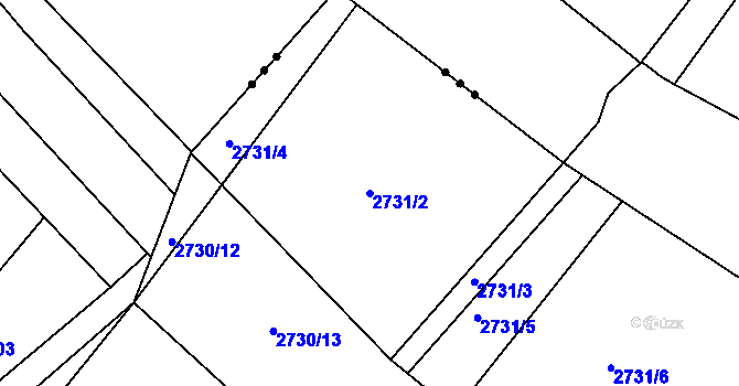 Parcela st. 2731/2 v KÚ Kuřim, Katastrální mapa
