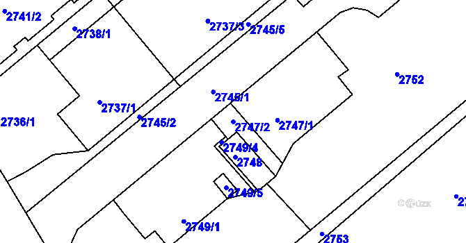 Parcela st. 2747/2 v KÚ Kuřim, Katastrální mapa