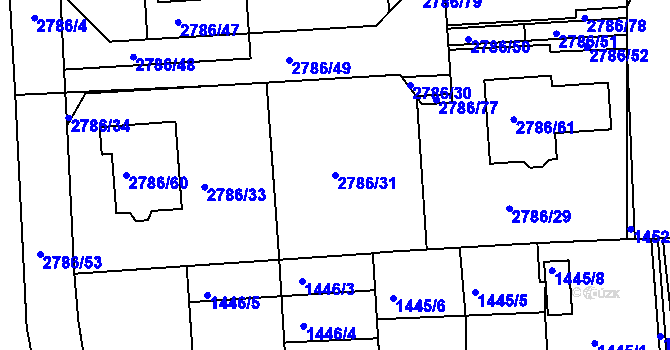 Parcela st. 2786/31 v KÚ Kuřim, Katastrální mapa