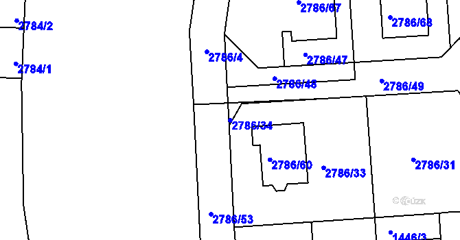 Parcela st. 2786/34 v KÚ Kuřim, Katastrální mapa