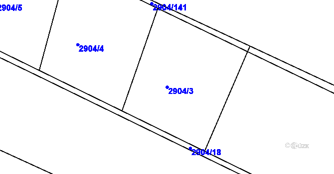 Parcela st. 2904/3 v KÚ Kuřim, Katastrální mapa