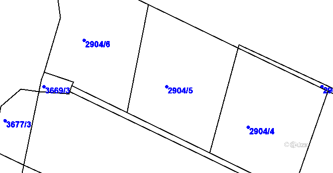 Parcela st. 2904/5 v KÚ Kuřim, Katastrální mapa