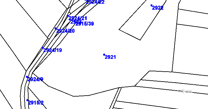 Parcela st. 2921 v KÚ Kuřim, Katastrální mapa