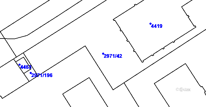 Parcela st. 2971/42 v KÚ Kuřim, Katastrální mapa