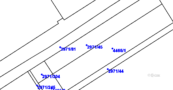 Parcela st. 2971/45 v KÚ Kuřim, Katastrální mapa