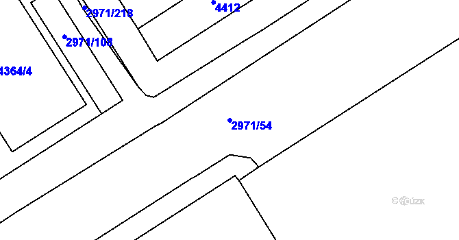 Parcela st. 2971/54 v KÚ Kuřim, Katastrální mapa