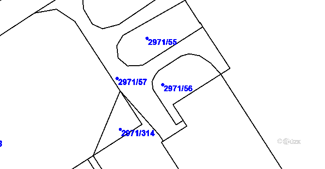 Parcela st. 2971/56 v KÚ Kuřim, Katastrální mapa