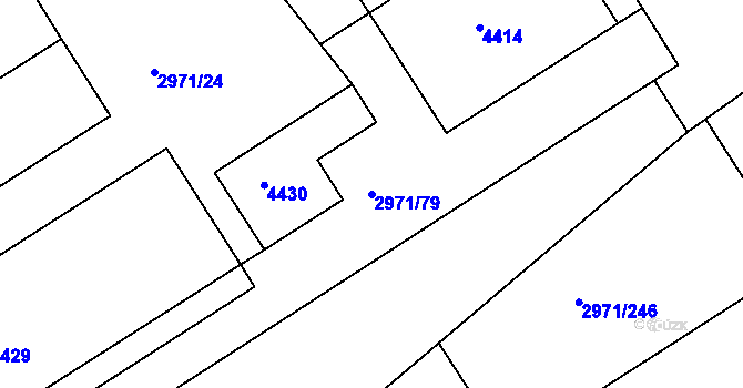 Parcela st. 2971/79 v KÚ Kuřim, Katastrální mapa