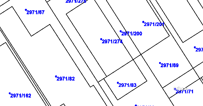Parcela st. 2971/83 v KÚ Kuřim, Katastrální mapa