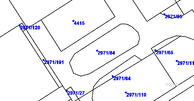Parcela st. 2971/84 v KÚ Kuřim, Katastrální mapa