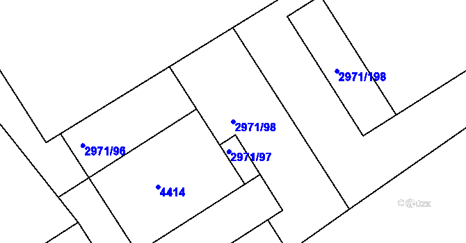 Parcela st. 2971/98 v KÚ Kuřim, Katastrální mapa