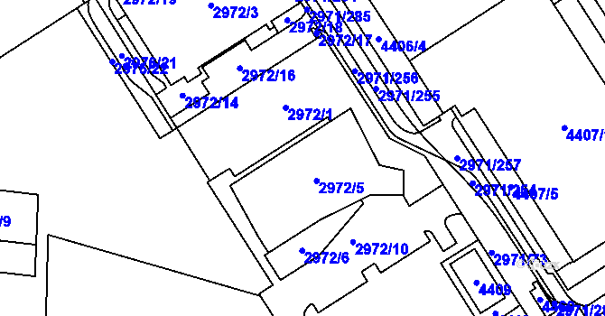Parcela st. 2972 v KÚ Kuřim, Katastrální mapa