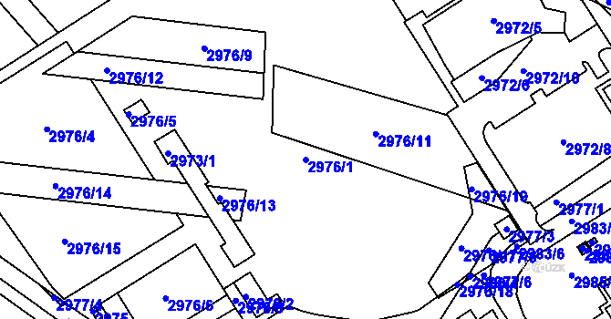 Parcela st. 2976/1 v KÚ Kuřim, Katastrální mapa