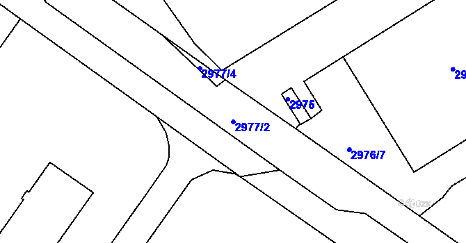 Parcela st. 2977/2 v KÚ Kuřim, Katastrální mapa