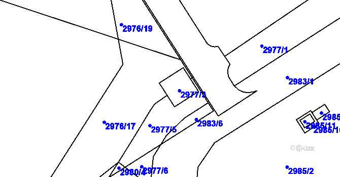 Parcela st. 2977/3 v KÚ Kuřim, Katastrální mapa