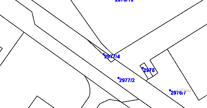 Parcela st. 2977/4 v KÚ Kuřim, Katastrální mapa