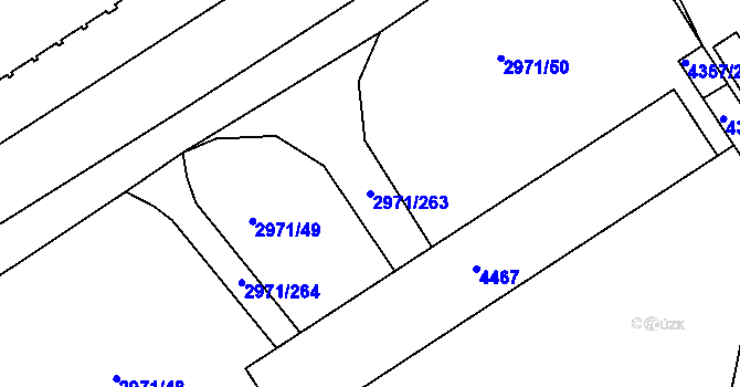 Parcela st. 2971/263 v KÚ Kuřim, Katastrální mapa