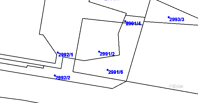 Parcela st. 2991/2 v KÚ Kuřim, Katastrální mapa