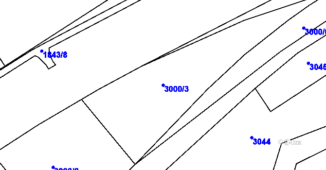 Parcela st. 3000/3 v KÚ Kuřim, Katastrální mapa