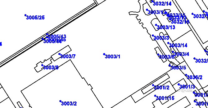 Parcela st. 3003/1 v KÚ Kuřim, Katastrální mapa