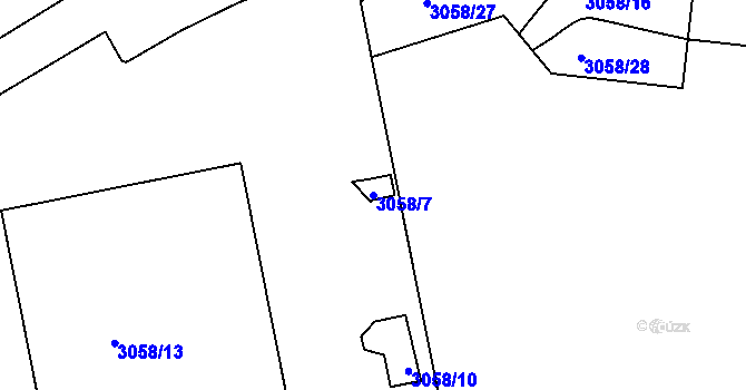 Parcela st. 3058/7 v KÚ Kuřim, Katastrální mapa