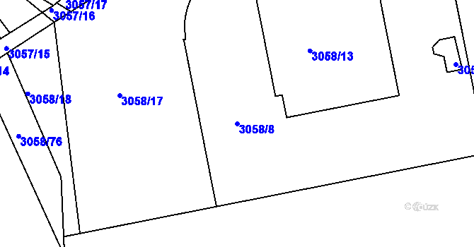 Parcela st. 3058/8 v KÚ Kuřim, Katastrální mapa