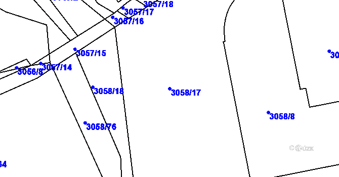 Parcela st. 3058/17 v KÚ Kuřim, Katastrální mapa