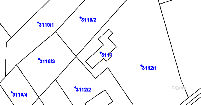 Parcela st. 3111 v KÚ Kuřim, Katastrální mapa