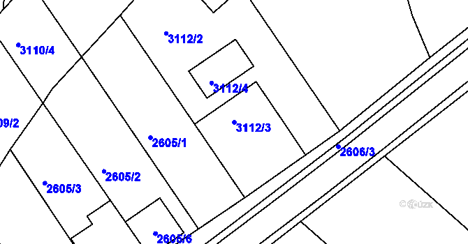 Parcela st. 3112/3 v KÚ Kuřim, Katastrální mapa