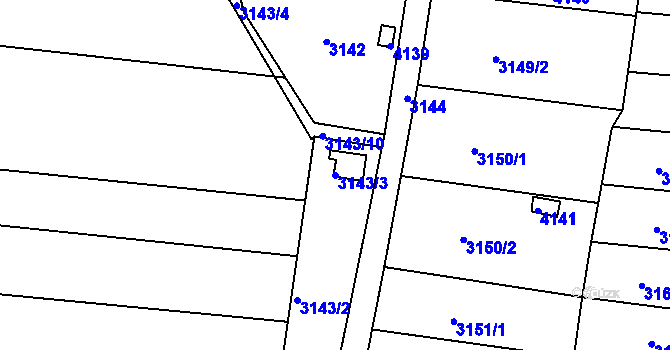 Parcela st. 3143/3 v KÚ Kuřim, Katastrální mapa