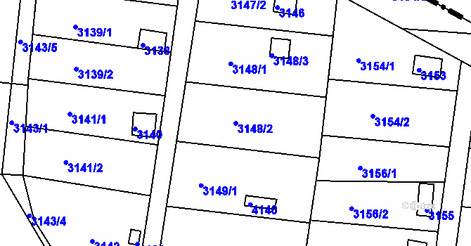 Parcela st. 3148/2 v KÚ Kuřim, Katastrální mapa
