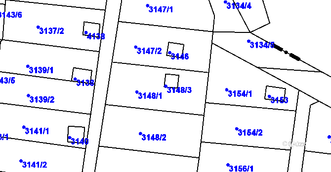 Parcela st. 3148/3 v KÚ Kuřim, Katastrální mapa
