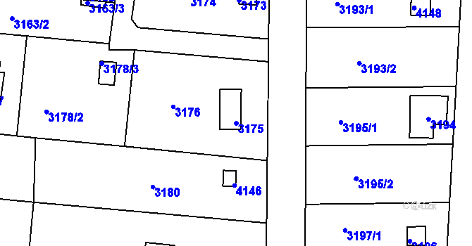 Parcela st. 3175 v KÚ Kuřim, Katastrální mapa