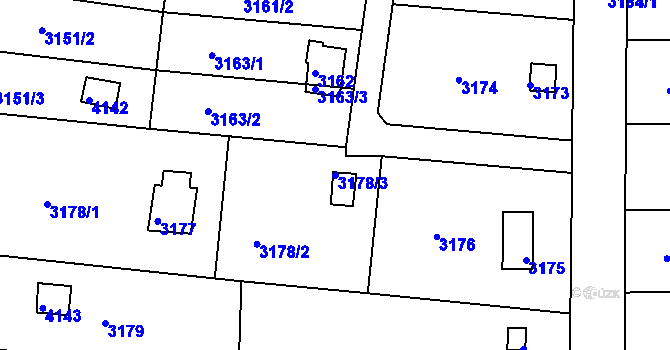 Parcela st. 3178/3 v KÚ Kuřim, Katastrální mapa