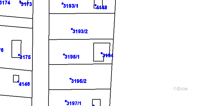 Parcela st. 3194 v KÚ Kuřim, Katastrální mapa