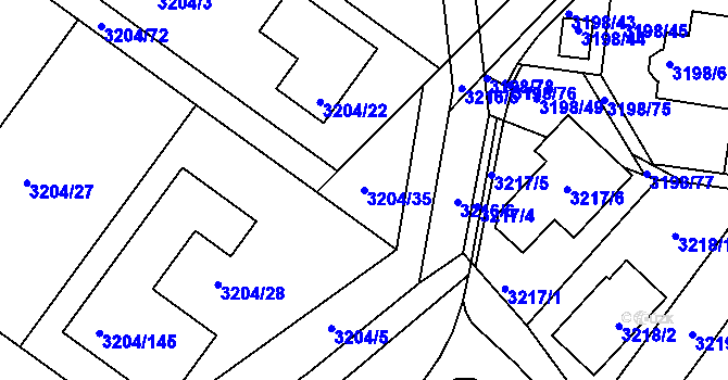 Parcela st. 3204/35 v KÚ Kuřim, Katastrální mapa