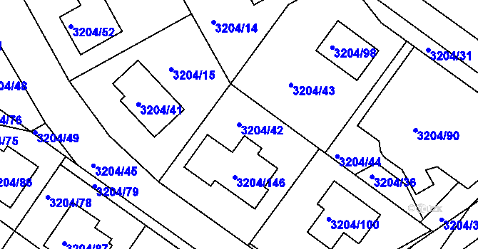 Parcela st. 3204/42 v KÚ Kuřim, Katastrální mapa