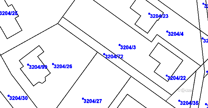 Parcela st. 3204/72 v KÚ Kuřim, Katastrální mapa