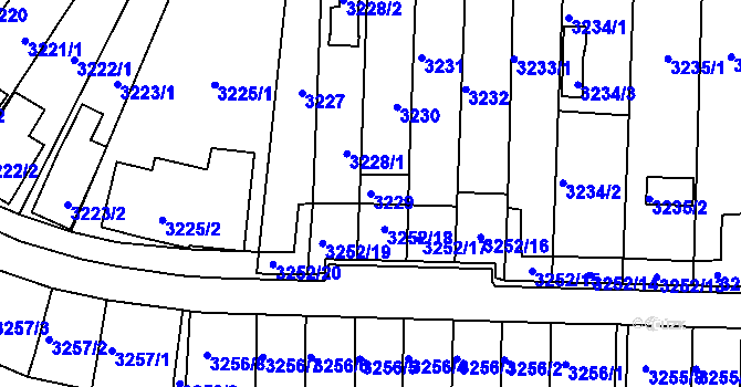 Parcela st. 3229 v KÚ Kuřim, Katastrální mapa