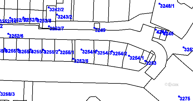 Parcela st. 3254/3 v KÚ Kuřim, Katastrální mapa
