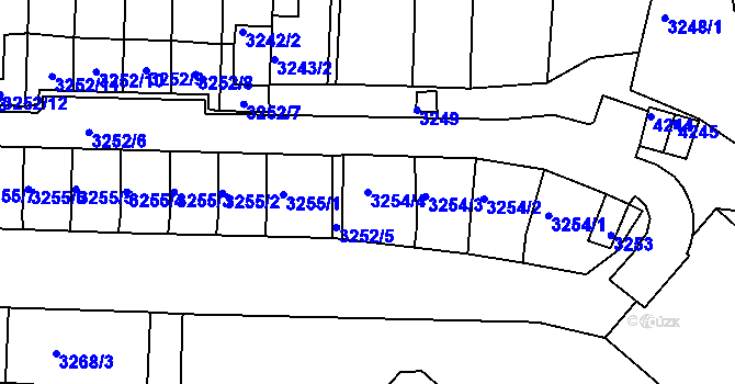 Parcela st. 3254/4 v KÚ Kuřim, Katastrální mapa