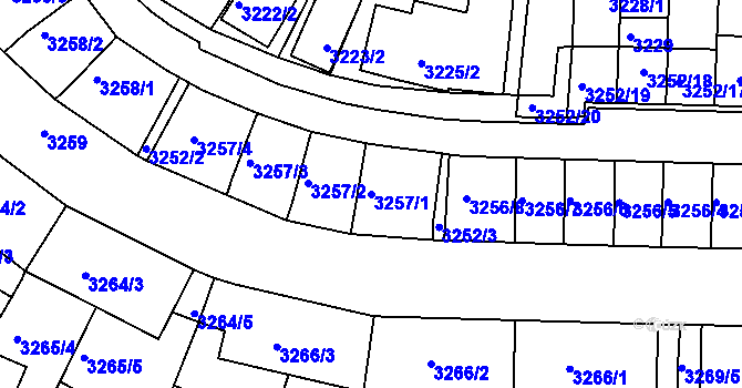 Parcela st. 3257/1 v KÚ Kuřim, Katastrální mapa
