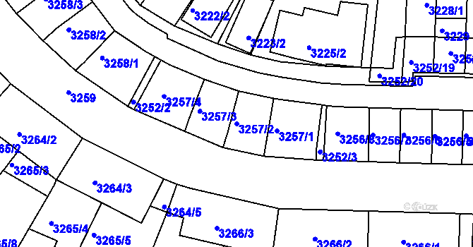 Parcela st. 3257/2 v KÚ Kuřim, Katastrální mapa