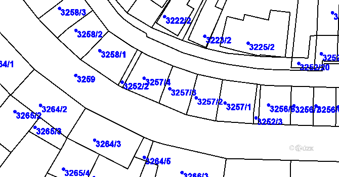 Parcela st. 3257/3 v KÚ Kuřim, Katastrální mapa