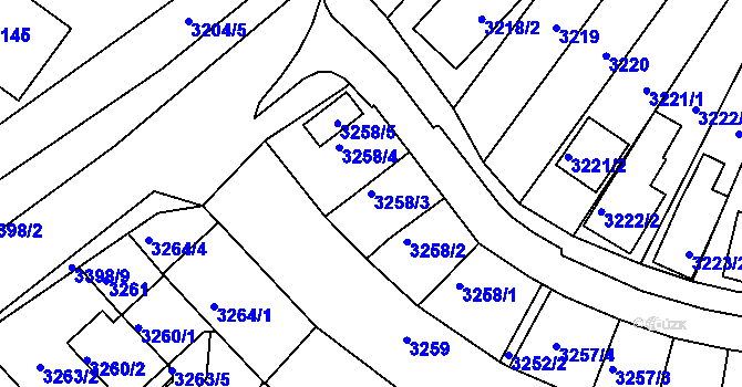 Parcela st. 3258/3 v KÚ Kuřim, Katastrální mapa